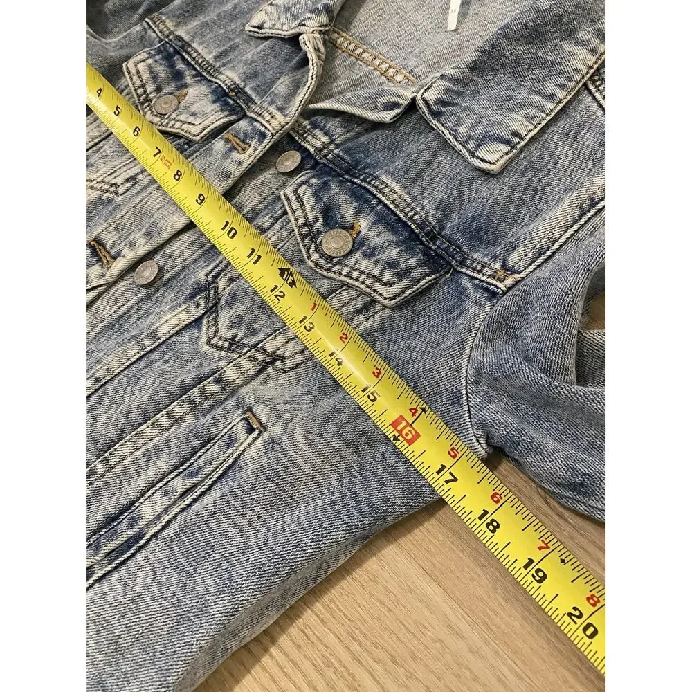 Free People Rumors Denim‎ Jacket Womens XS Light Indigo Boho Preppy Streetwear